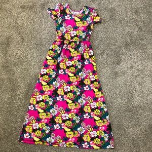 pink floral long dress